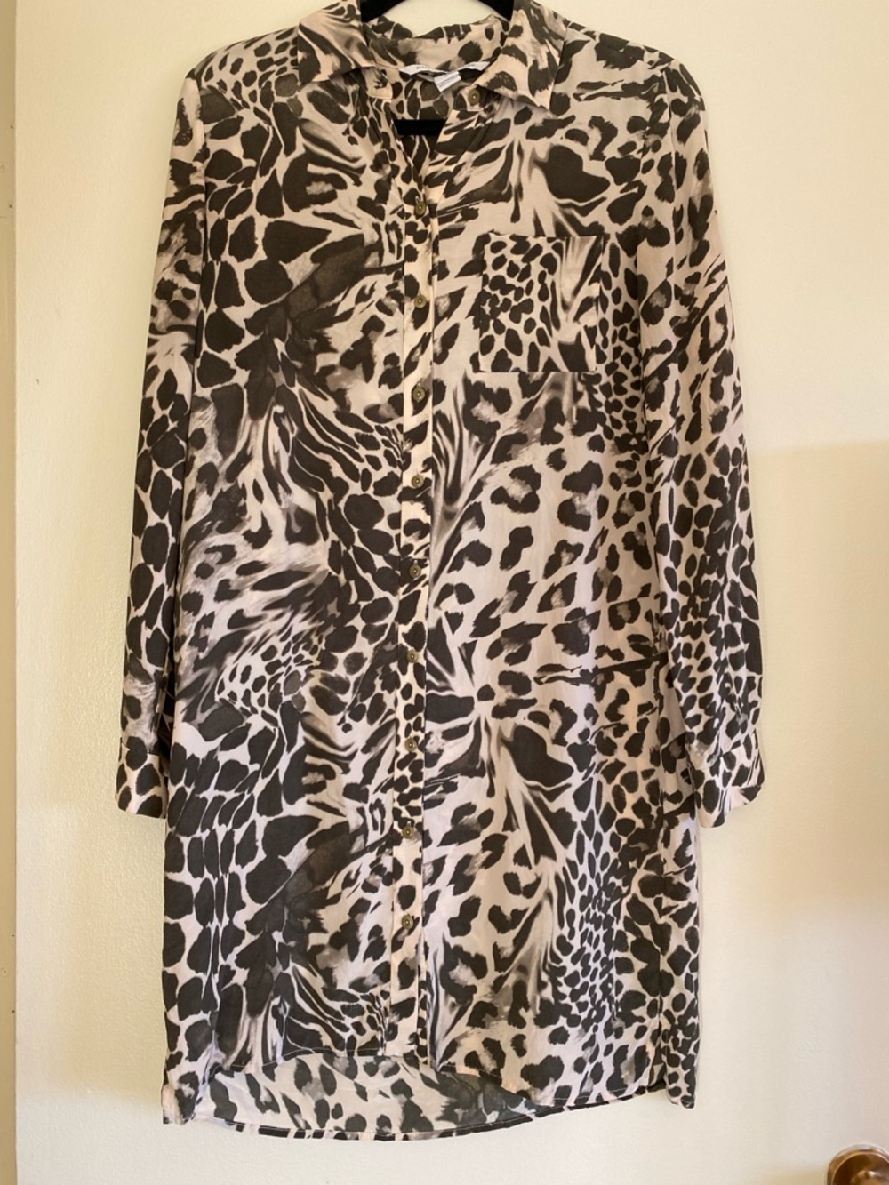 Silk animal print dress/tunic button down